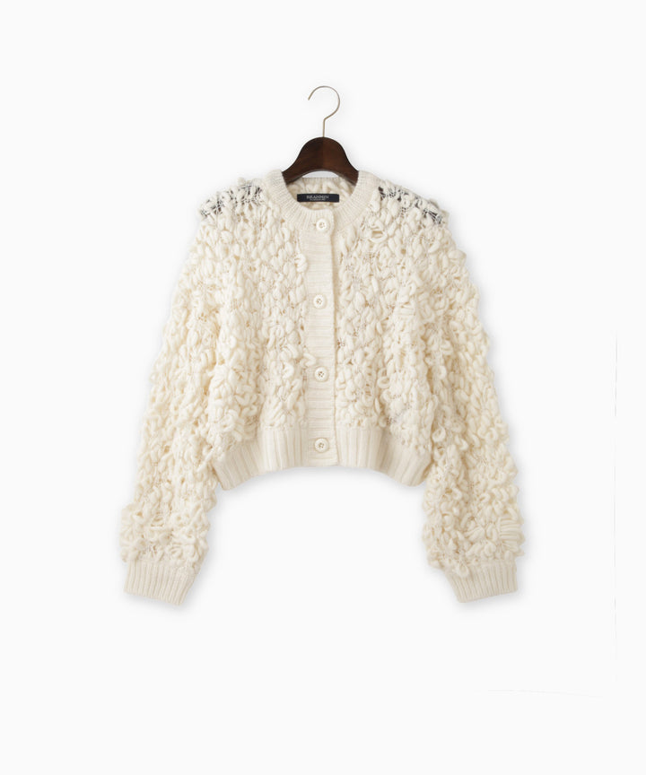 ハンドニットボリュームショートカーディガン