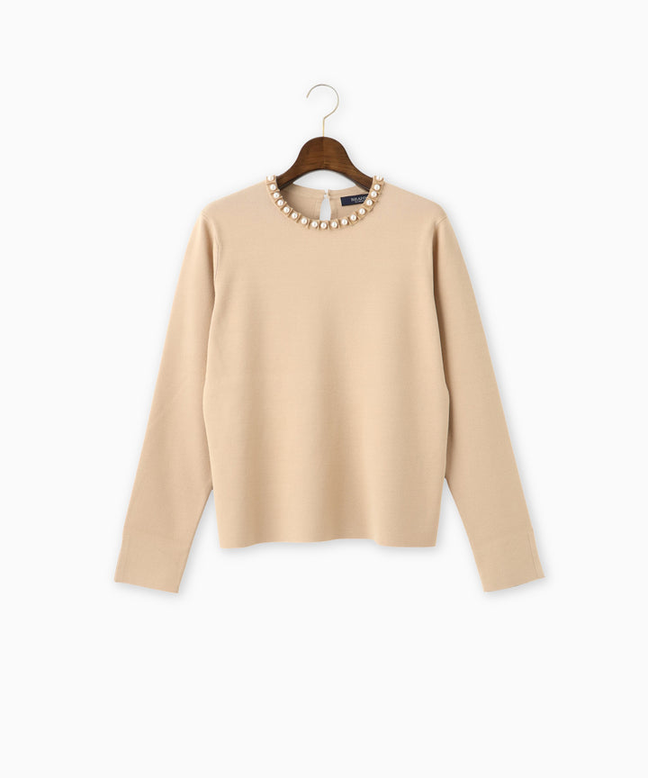 パールネックニットトップス