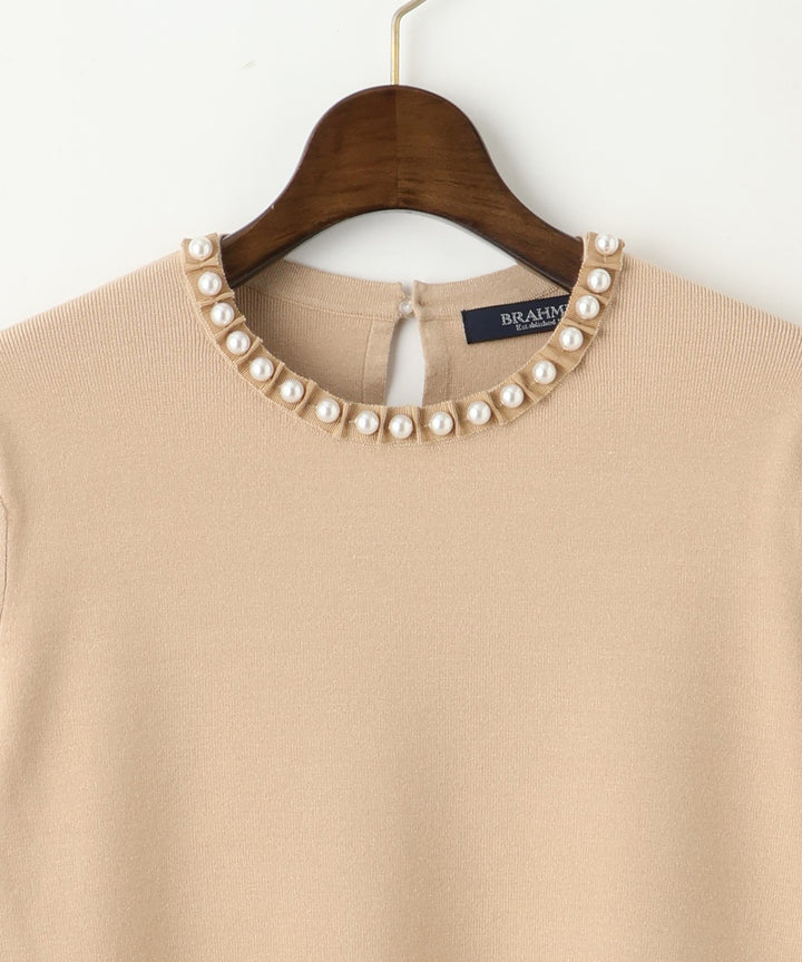 パールネックニットトップス