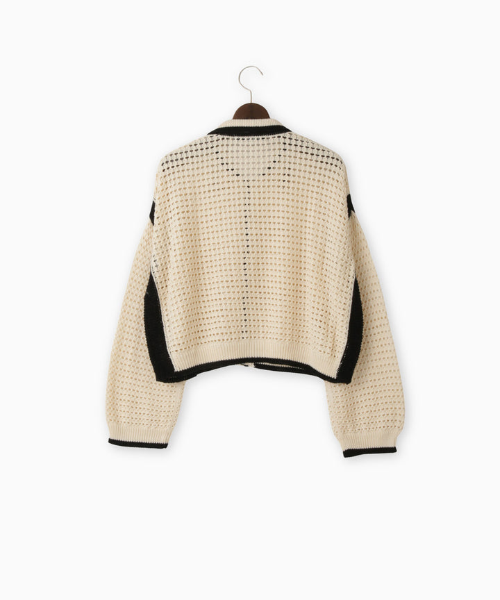 バイカラーメッシュニット