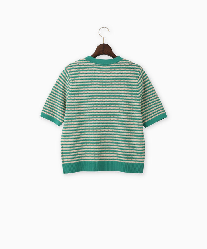 ボーダーハーフスリーブプルオーバー