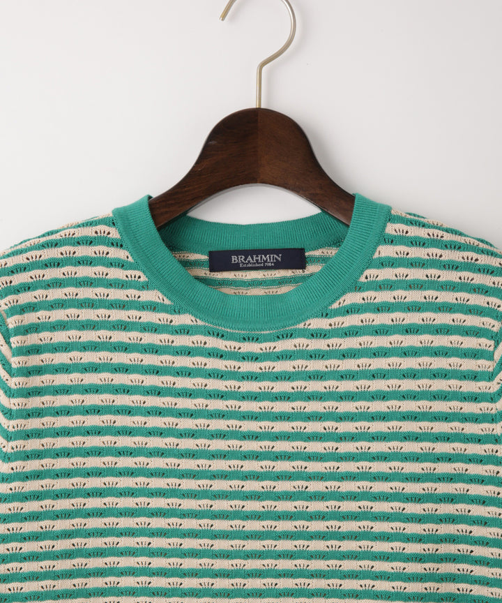 ボーダーハーフスリーブプルオーバー