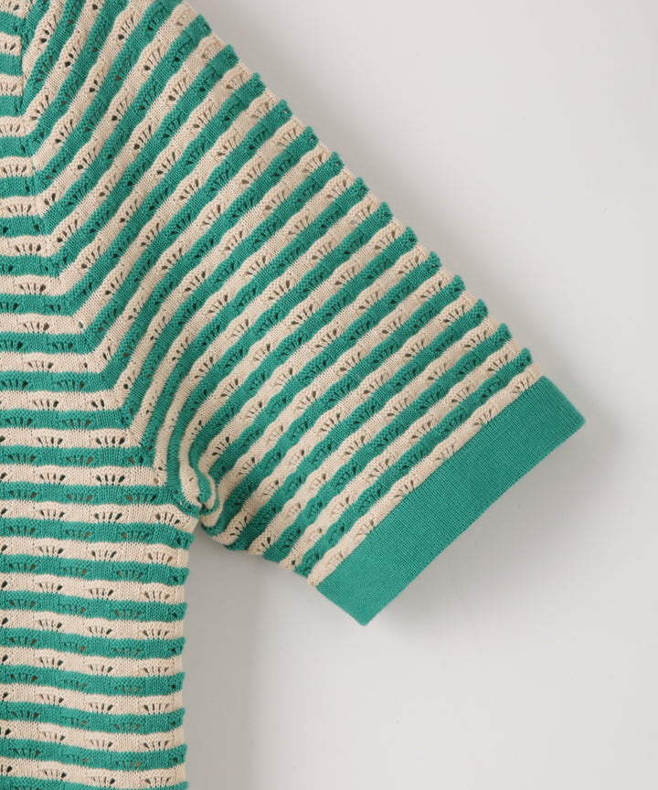 ボーダーハーフスリーブプルオーバー