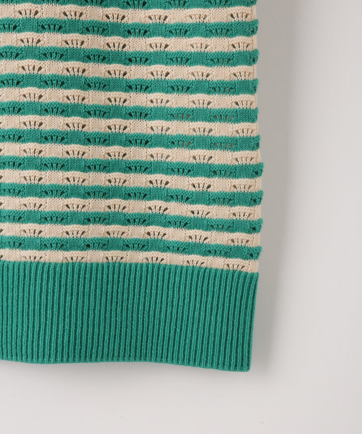 ボーダーハーフスリーブプルオーバー