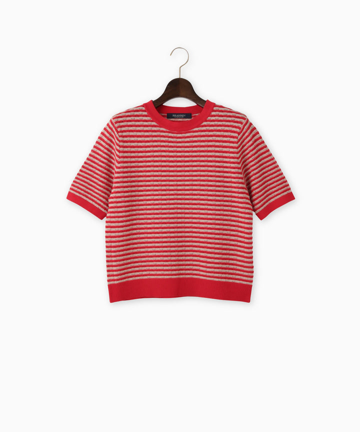 ボーダーハーフスリーブプルオーバー
