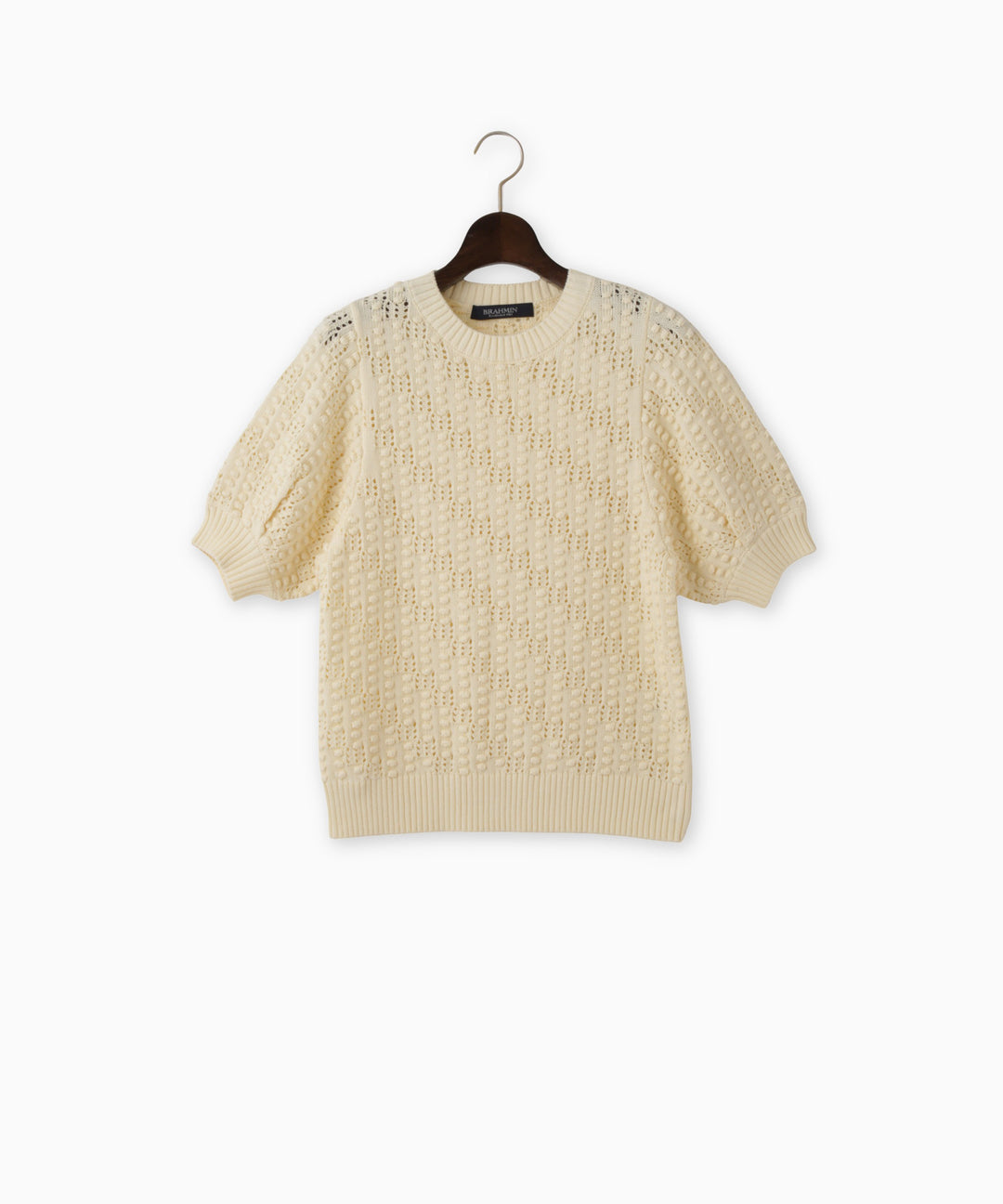 ポップコーン編みハーフスリーブニット