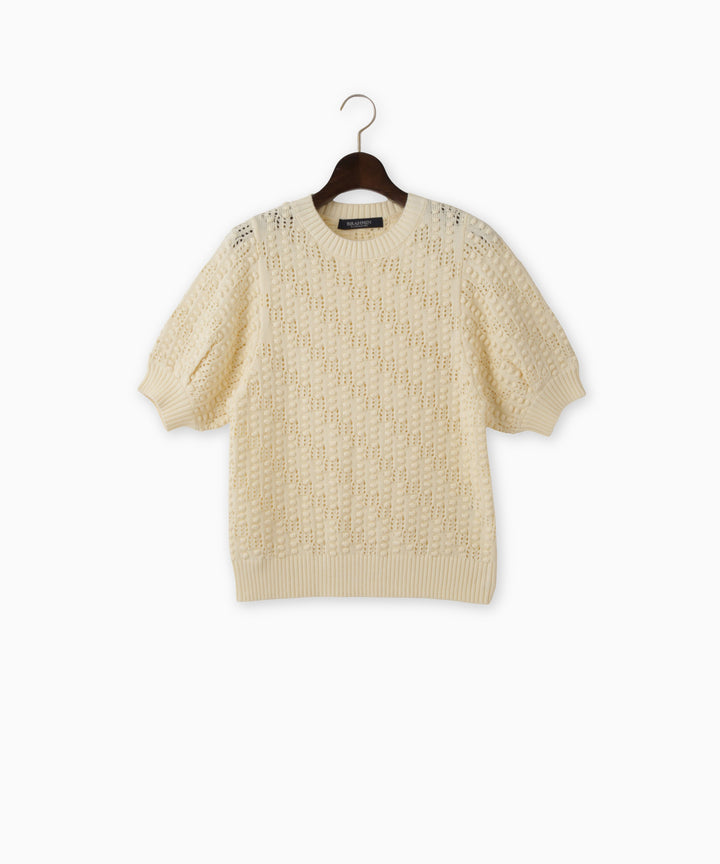 ポップコーン編みハーフスリーブニット