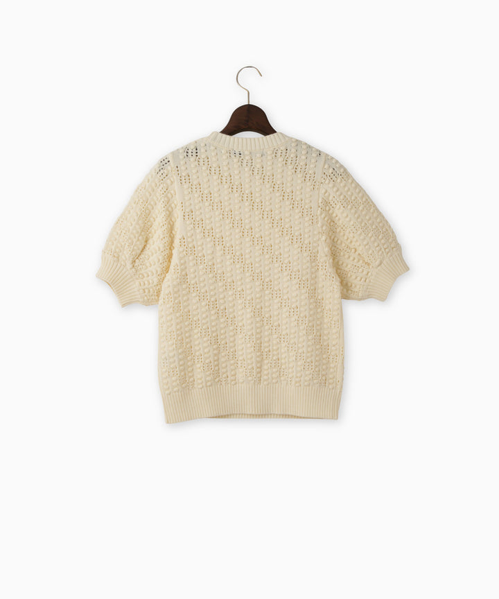 ポップコーン編みハーフスリーブニット