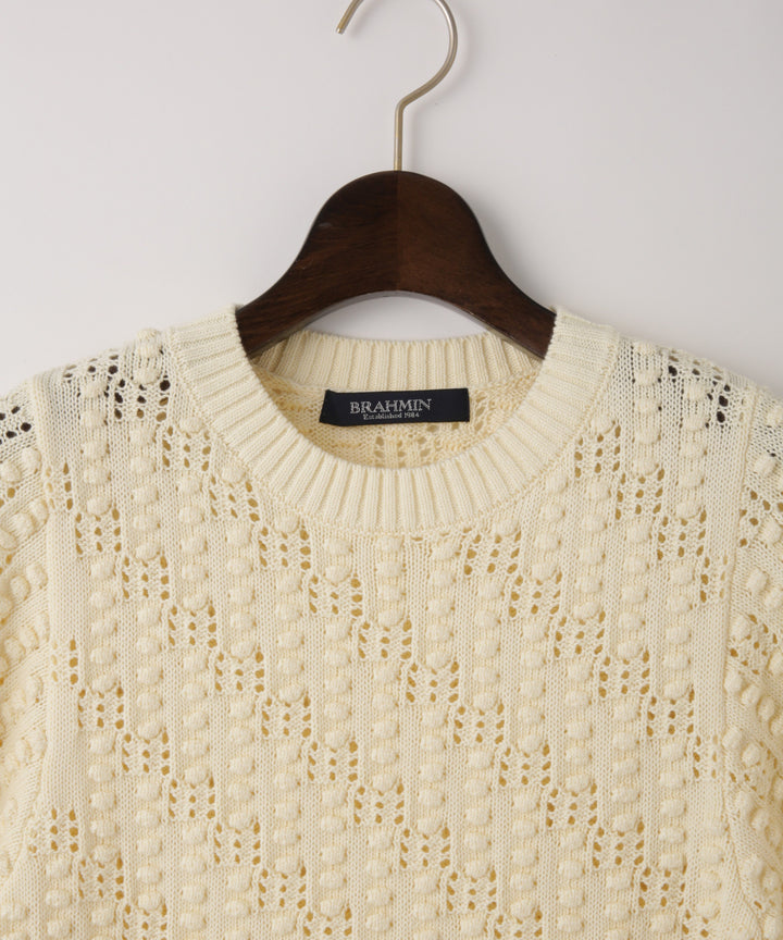 ポップコーン編みハーフスリーブニット