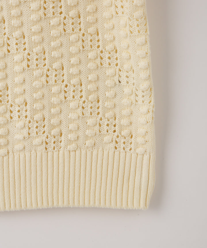 ポップコーン編みハーフスリーブニット