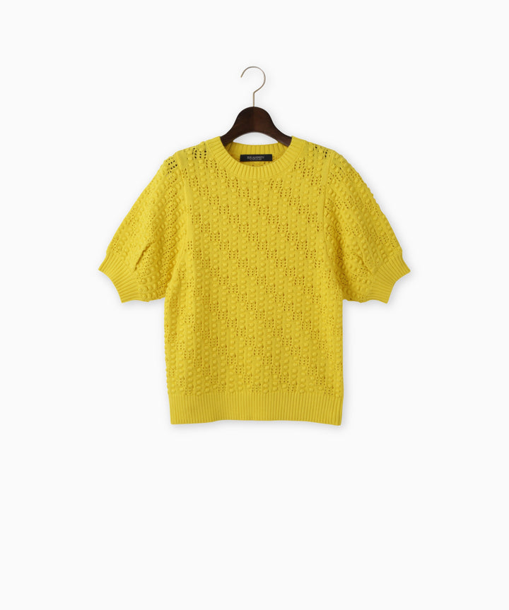 ポップコーン編みハーフスリーブニット