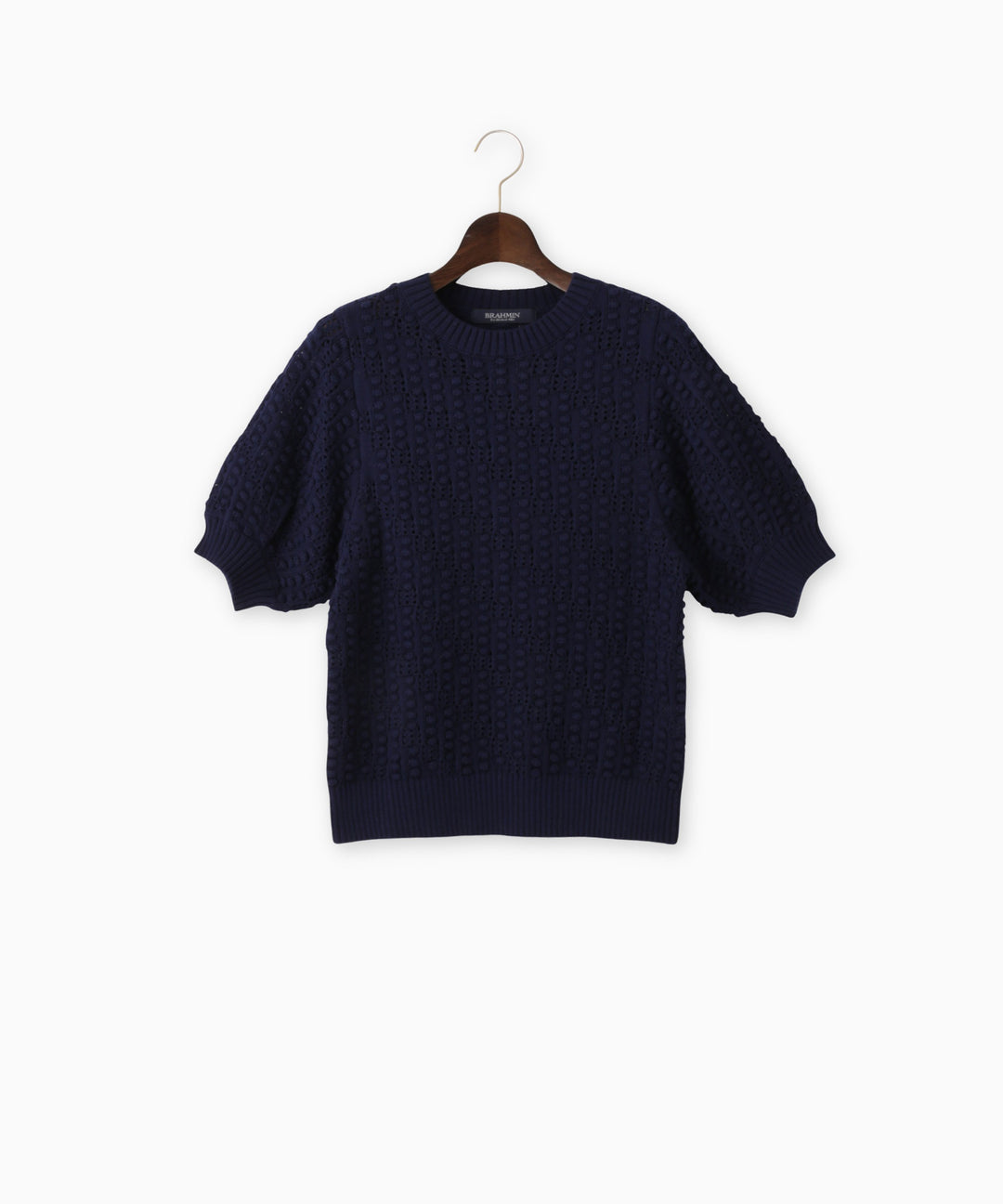 ポップコーン編みハーフスリーブニット