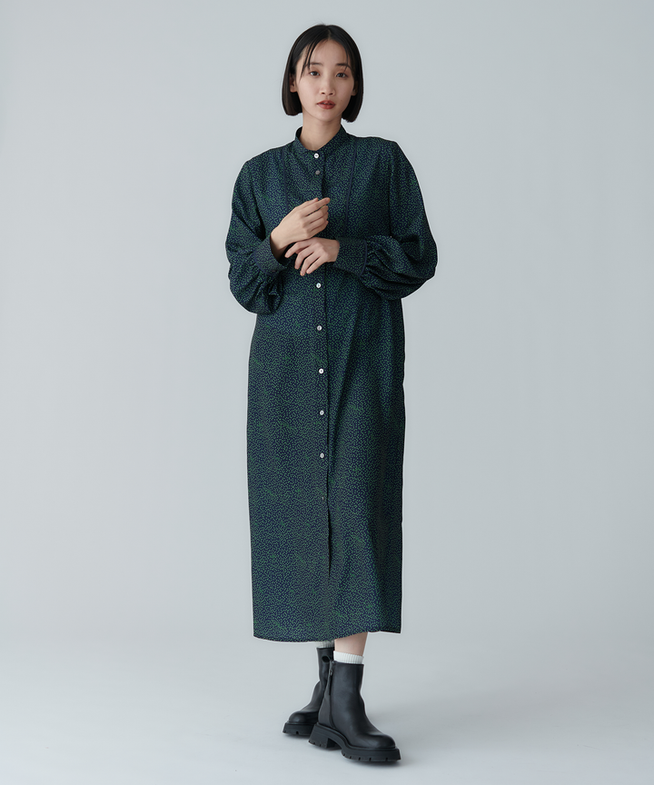総柄シャツワンピース