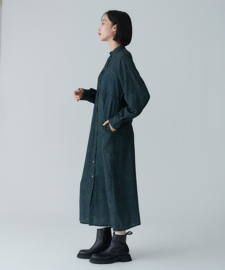 総柄シャツワンピース