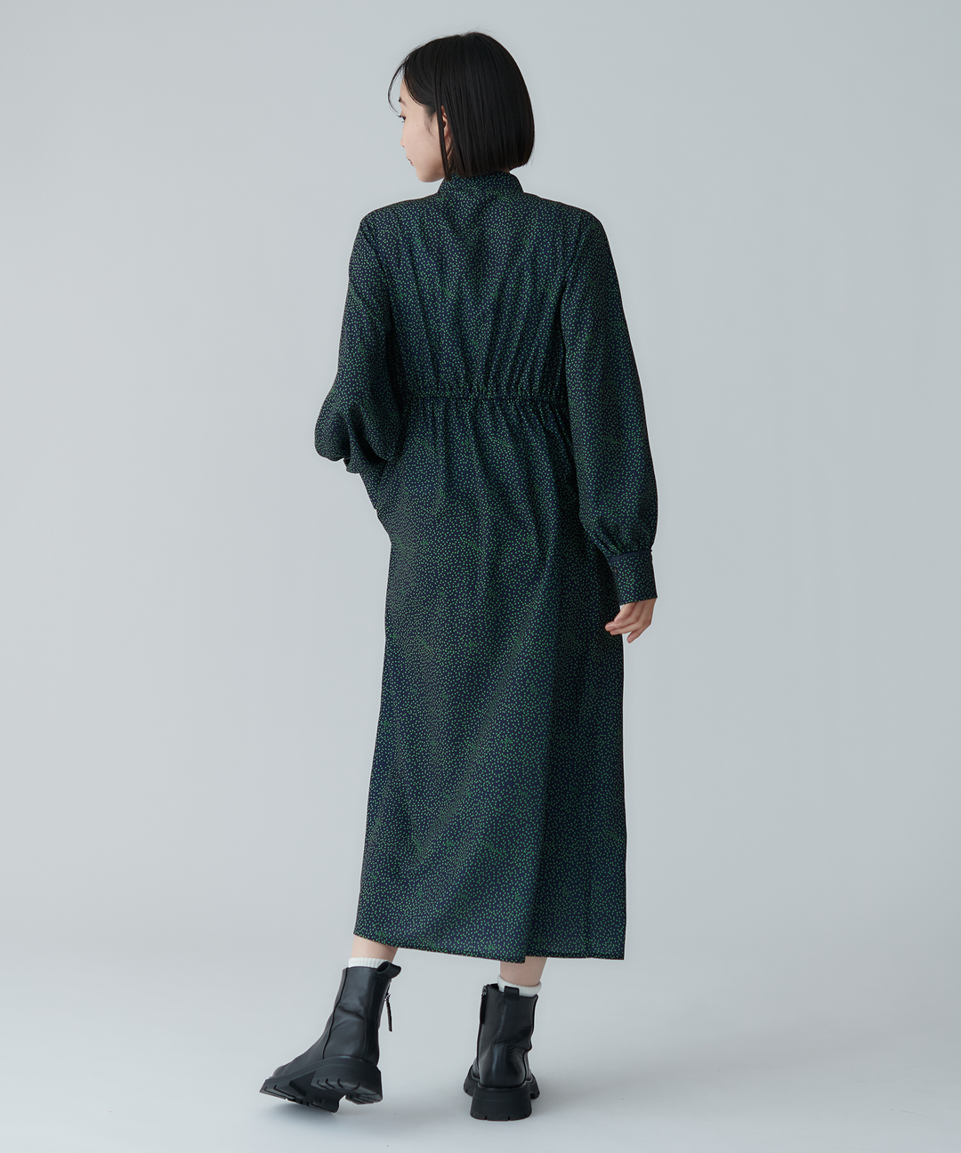 総柄シャツワンピース