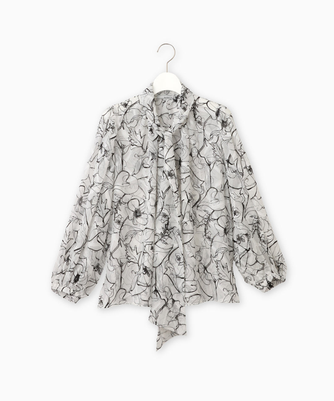 プリントボウタイブラウス