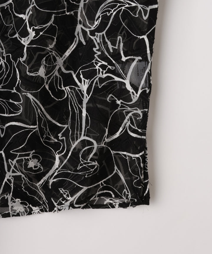 プリントボウタイブラウス