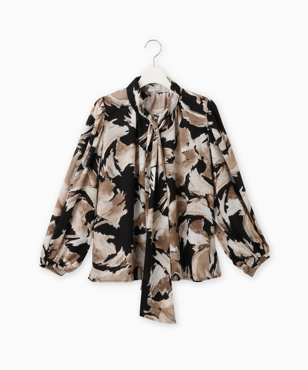 プリントボウタイブラウス