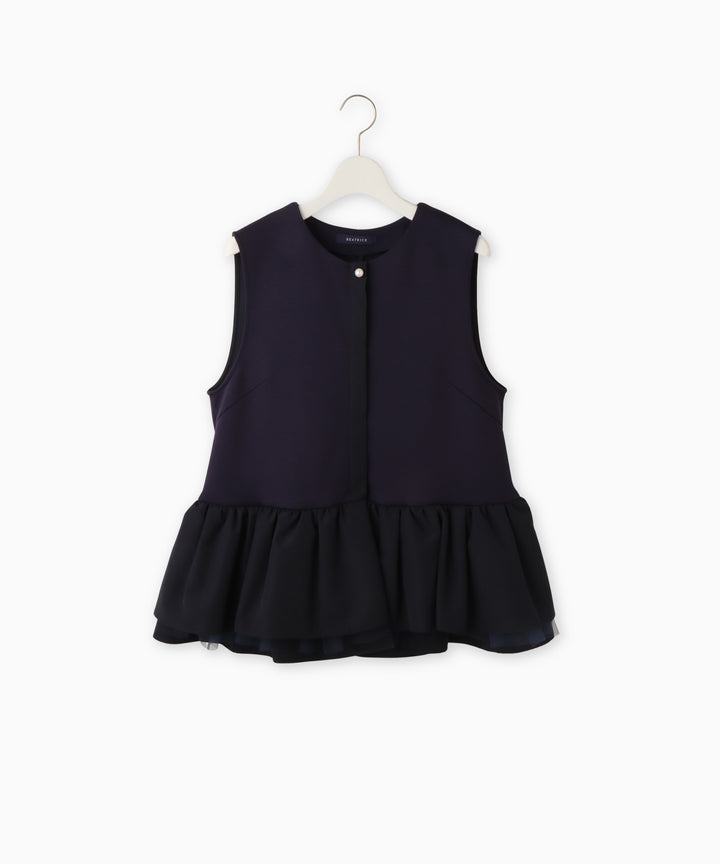 パール釦ペプラムベスト