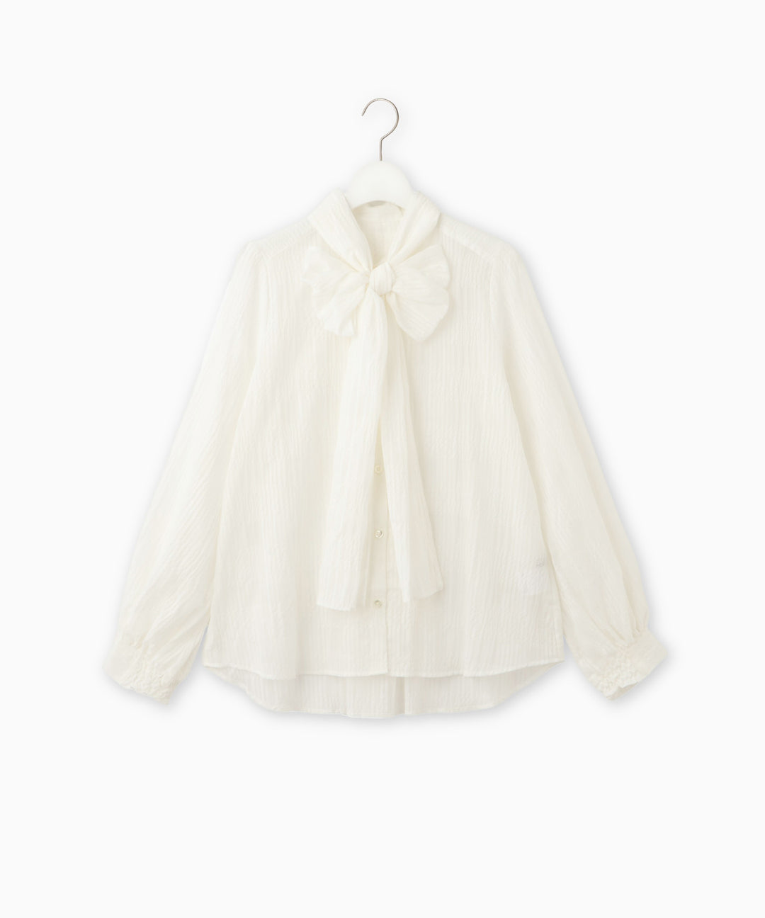 サッカーチェックシアーリボンブラウス