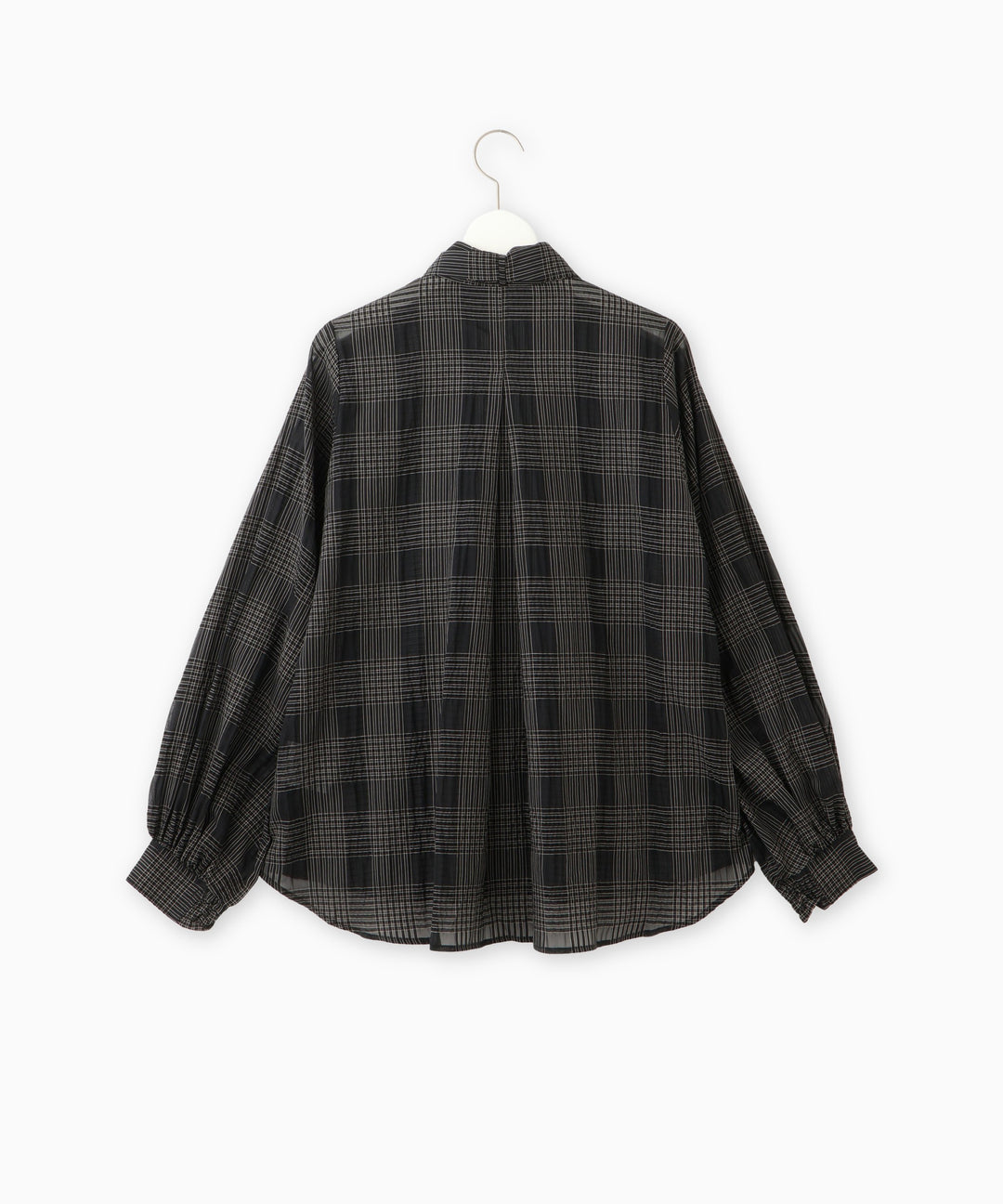 サッカーチェックシアーリボンブラウス