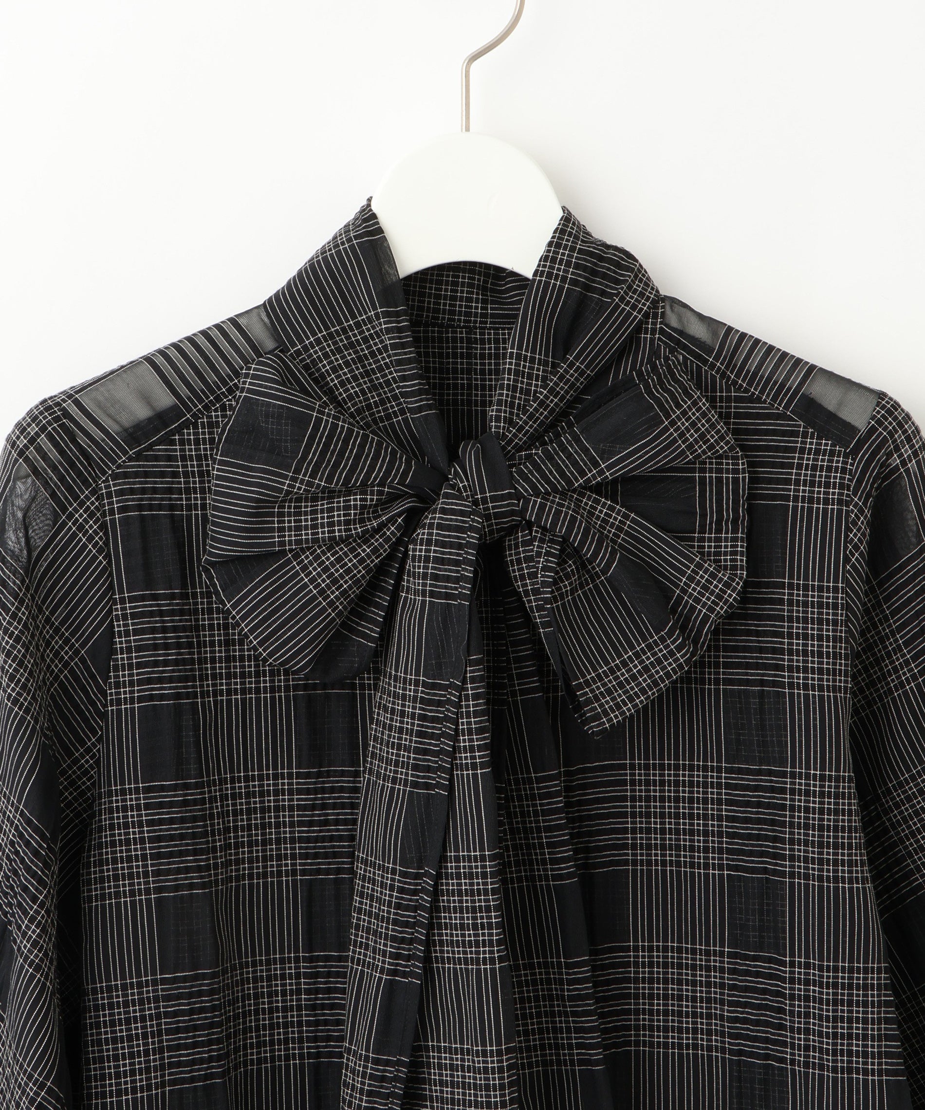 サッカーチェックシアーリボンブラウス – FACE SANS FARD