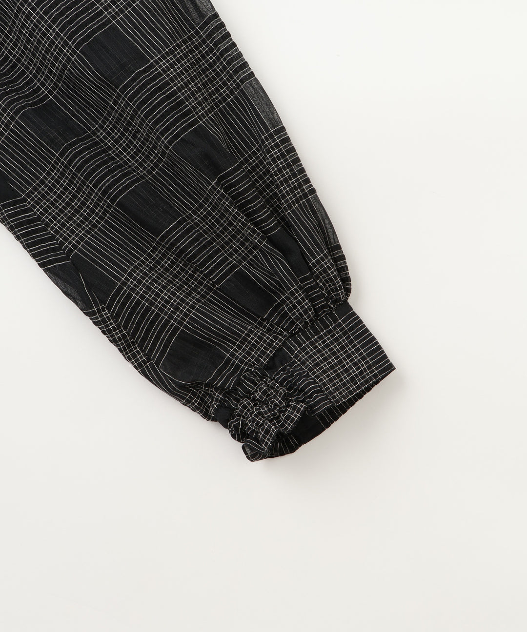 サッカーチェックシアーリボンブラウス