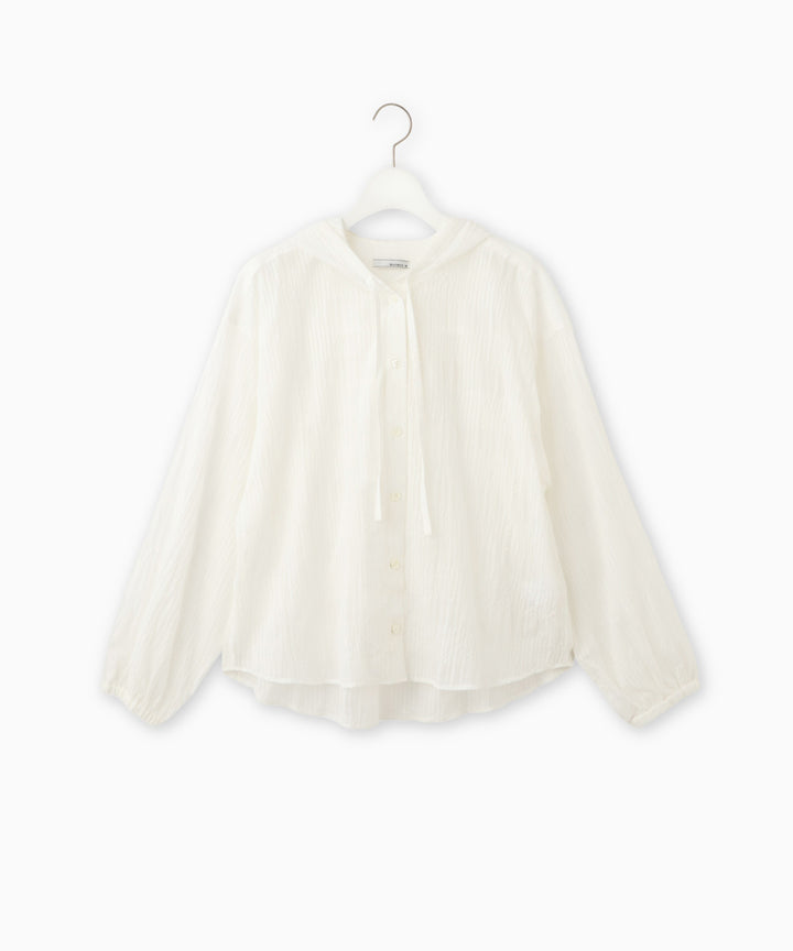 サッカーチェックフードデザインブラウス