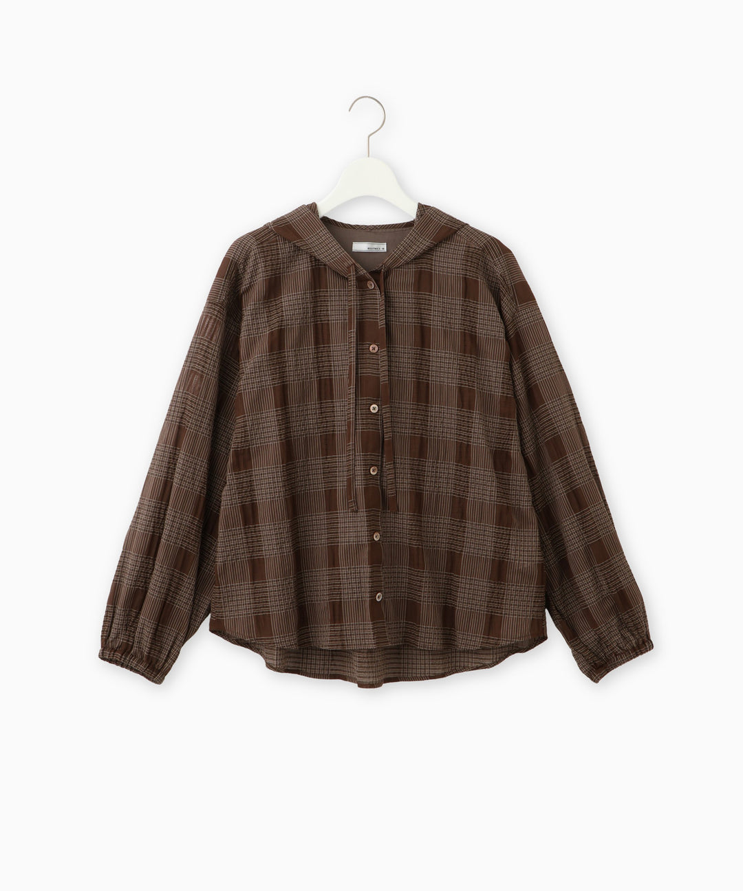 サッカーチェックフードデザインブラウス