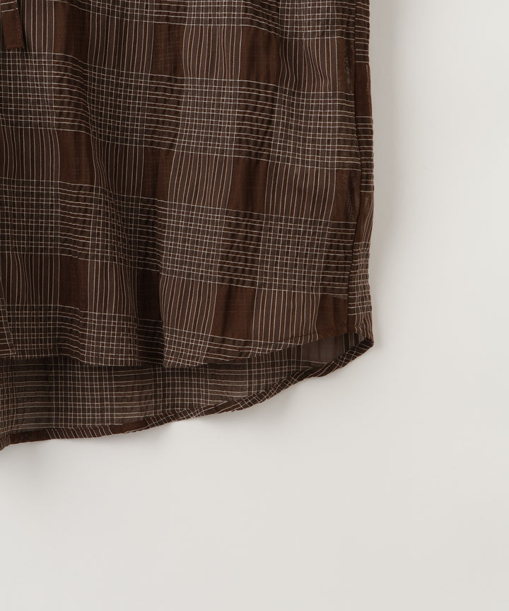 サッカーチェックフードデザインブラウス