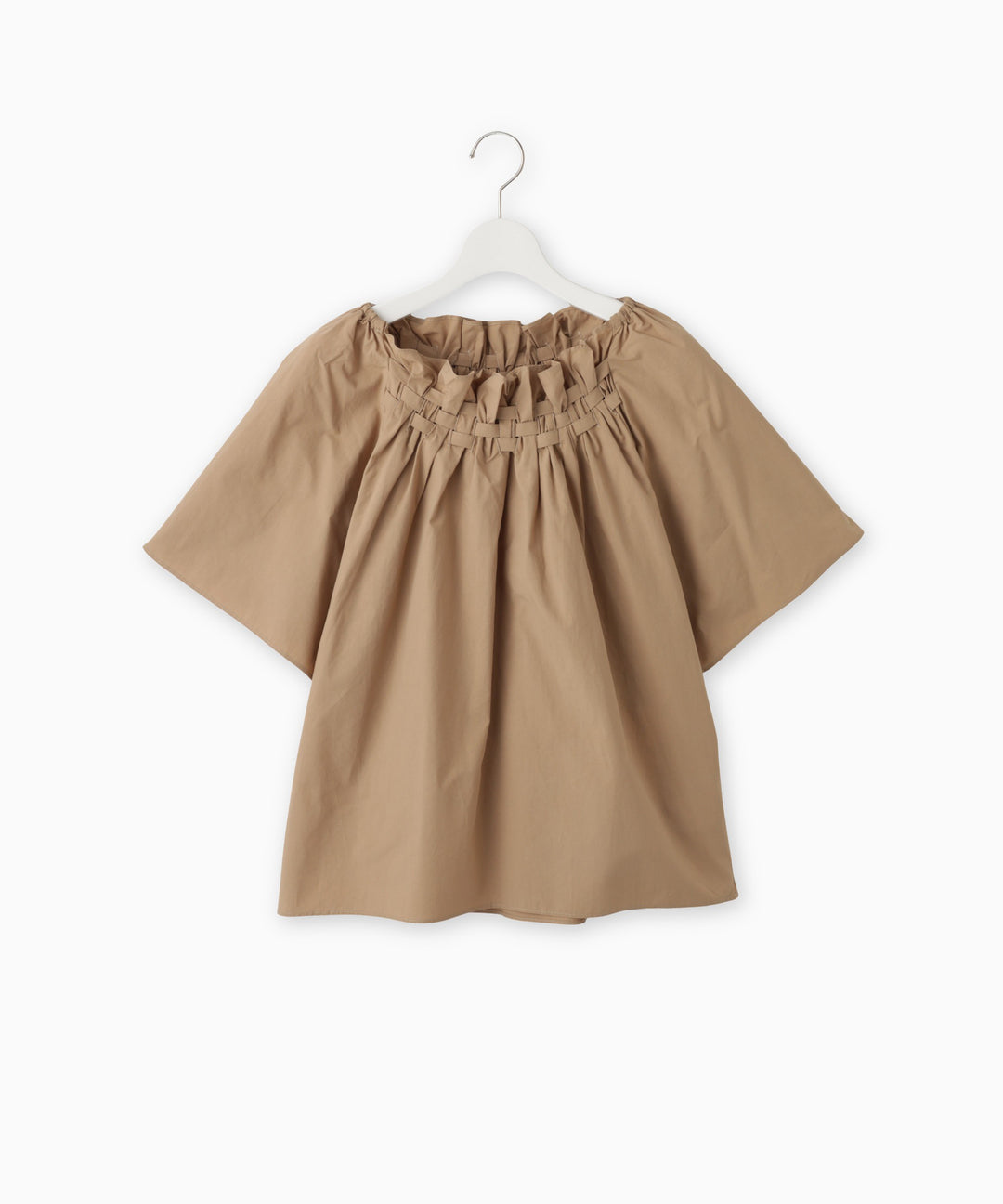 Smocked Embroidery Flared Sleeve Blouse