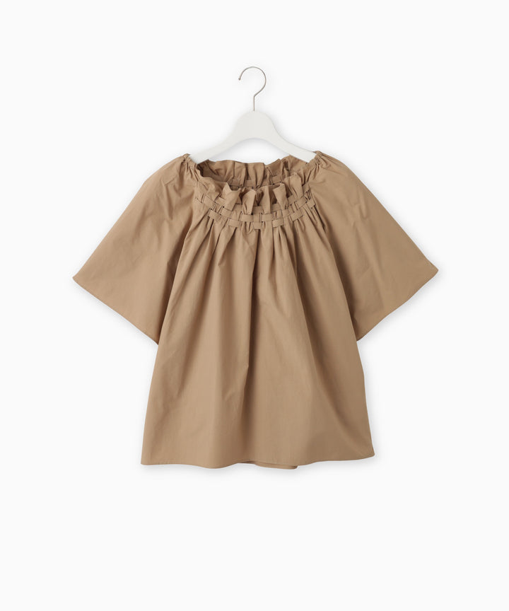 Smocked Embroidery Flared Sleeve Blouse