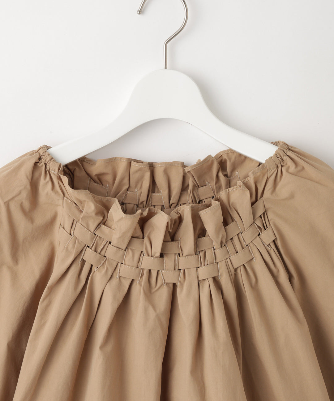 Smocked Embroidery Flared Sleeve Blouse