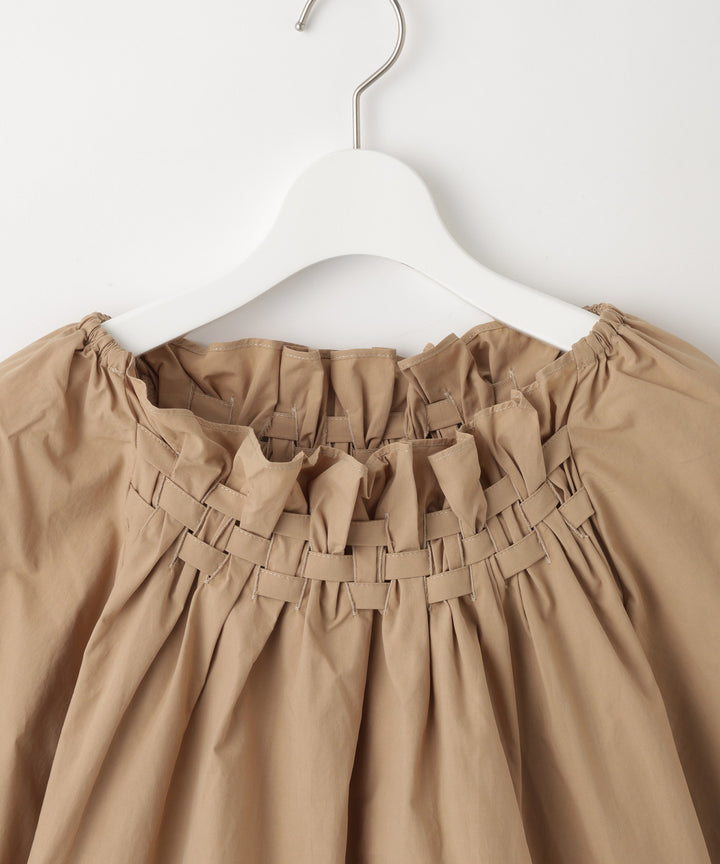 Smocked Embroidery Flared Sleeve Blouse