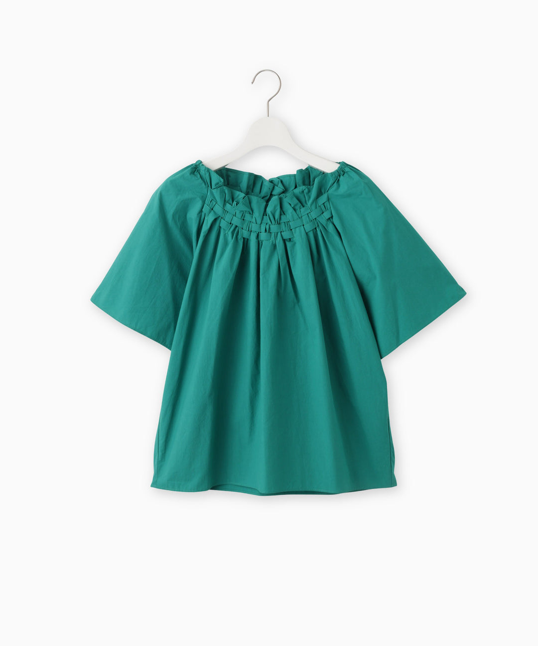 Smocked Embroidery Flared Sleeve Blouse