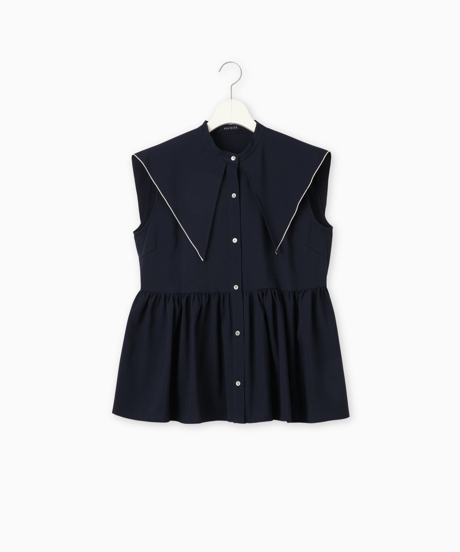 サッカーストライプノースリーブブラウス – FACE SANS FARD