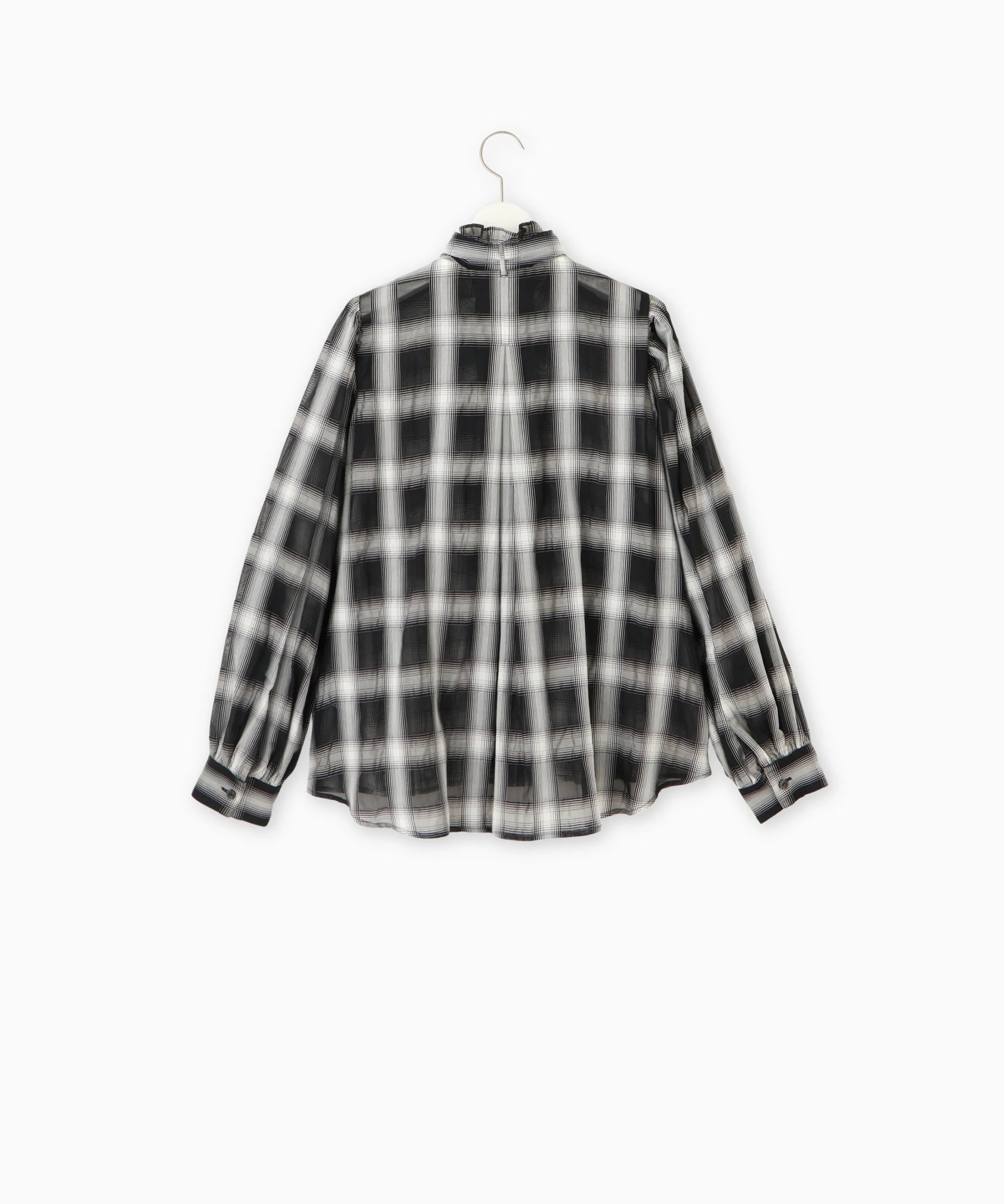 【新品未使用】アカネウツノミヤ　シアーチェックブラウス 新品未使用】アカネウツノミヤ シアーチェックブラウス