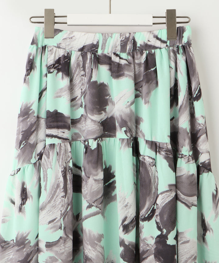 プリントティアードスカート
