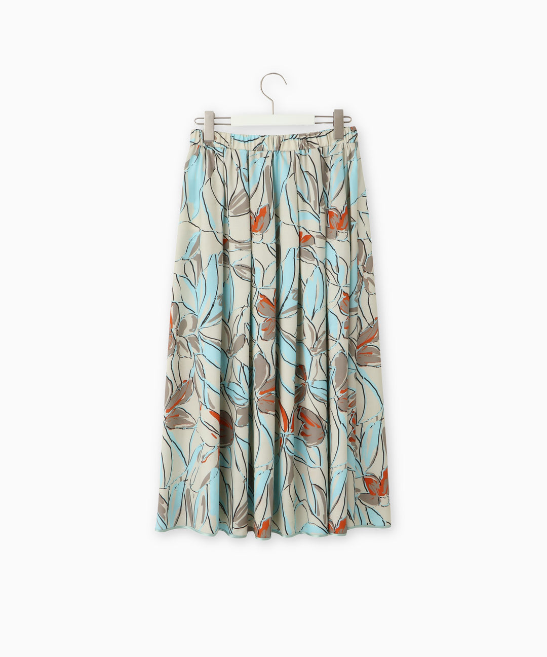 Flower Print Gathered Tuck Skirt