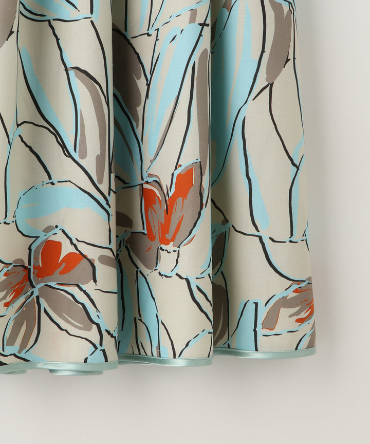 Flower Print Gathered Tuck Skirt