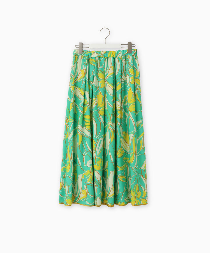 Flower Print Gathered Tuck Skirt