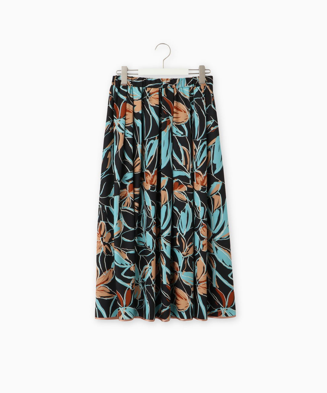 Flower Print Gathered Tuck Skirt