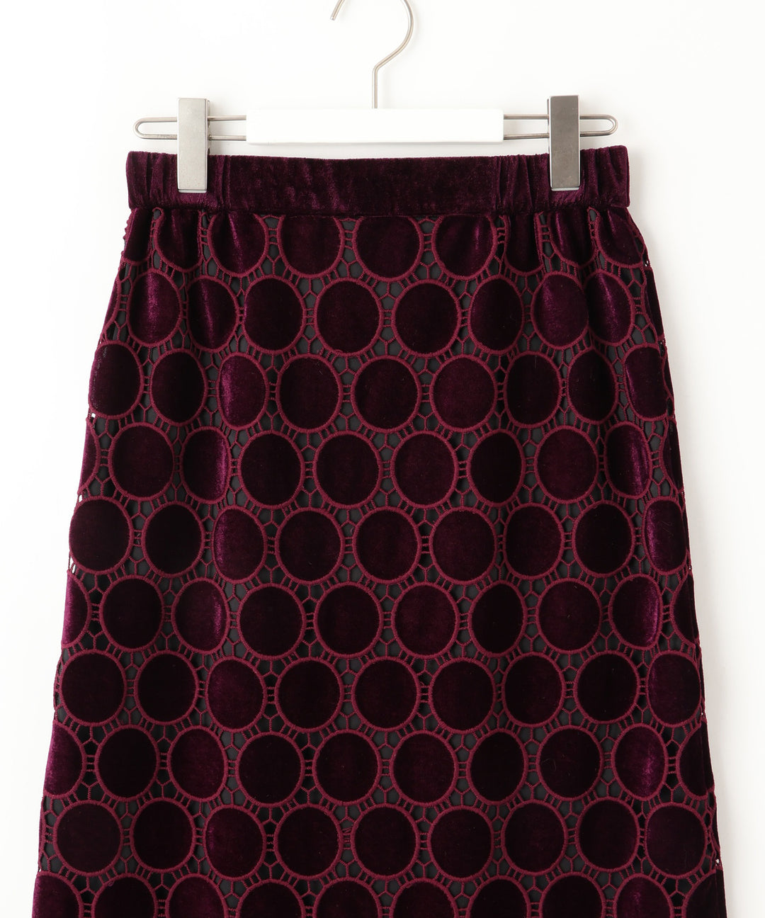 ベロアドットレースタイトスカート