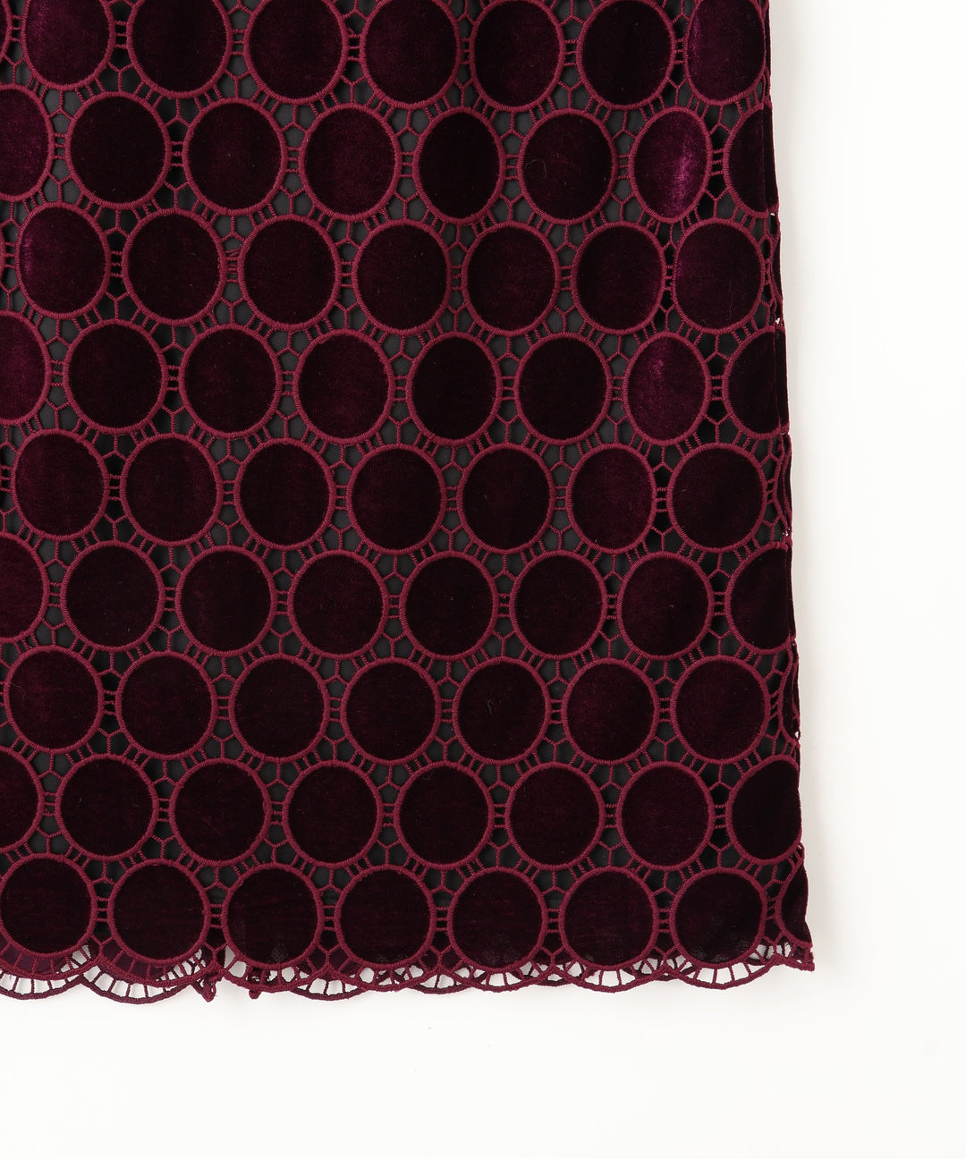 ベロアドットレースタイトスカート