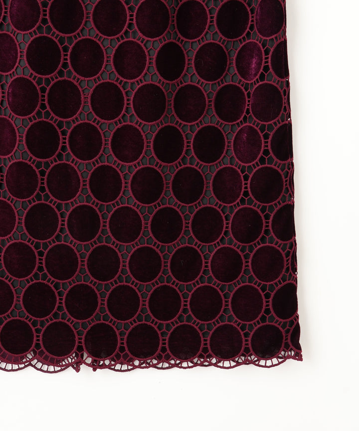 ベロアドットレースタイトスカート