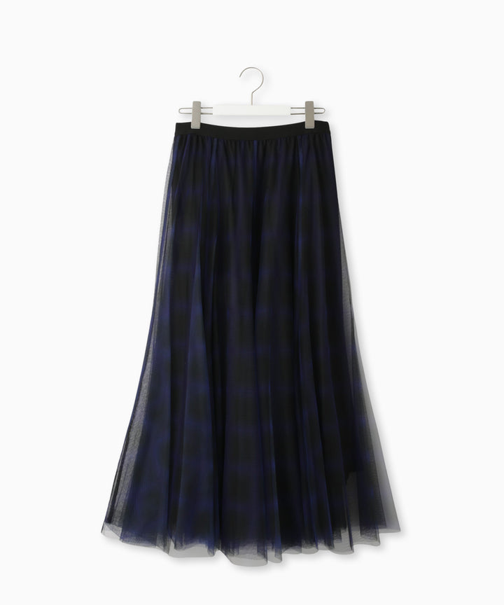 チェックチュールスカート