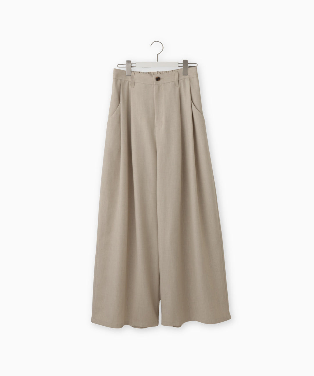 リネン混タックワイドパンツ