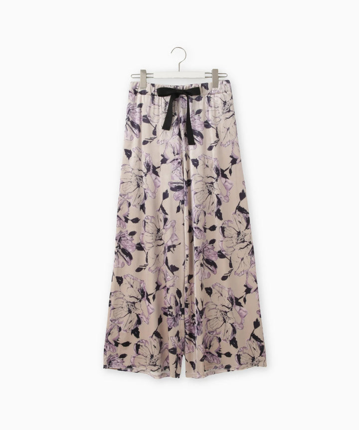 フラワーモチーフプリントベロアパンツ