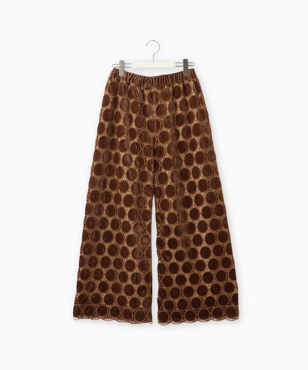 ベロアドットレースワイドパンツ