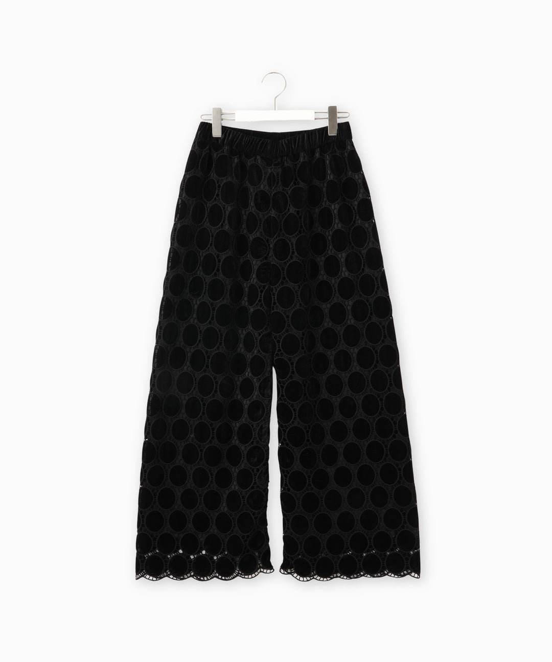 ベロアドットレースワイドパンツ